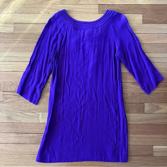 Diane Von Furstenberg Parlian Shift Tunic Long Sleeve Tassel Mini Dress Purple - Picture 9 of 11